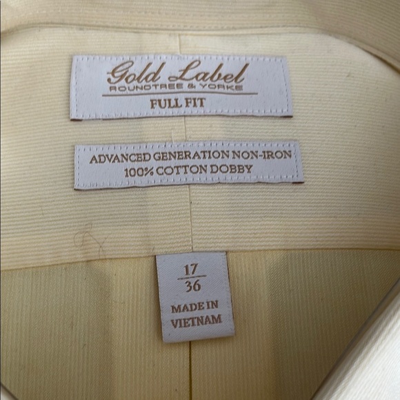 Roundtree & Yorke Yellow Dress Shirt Classic Style - Picture 2 of 9